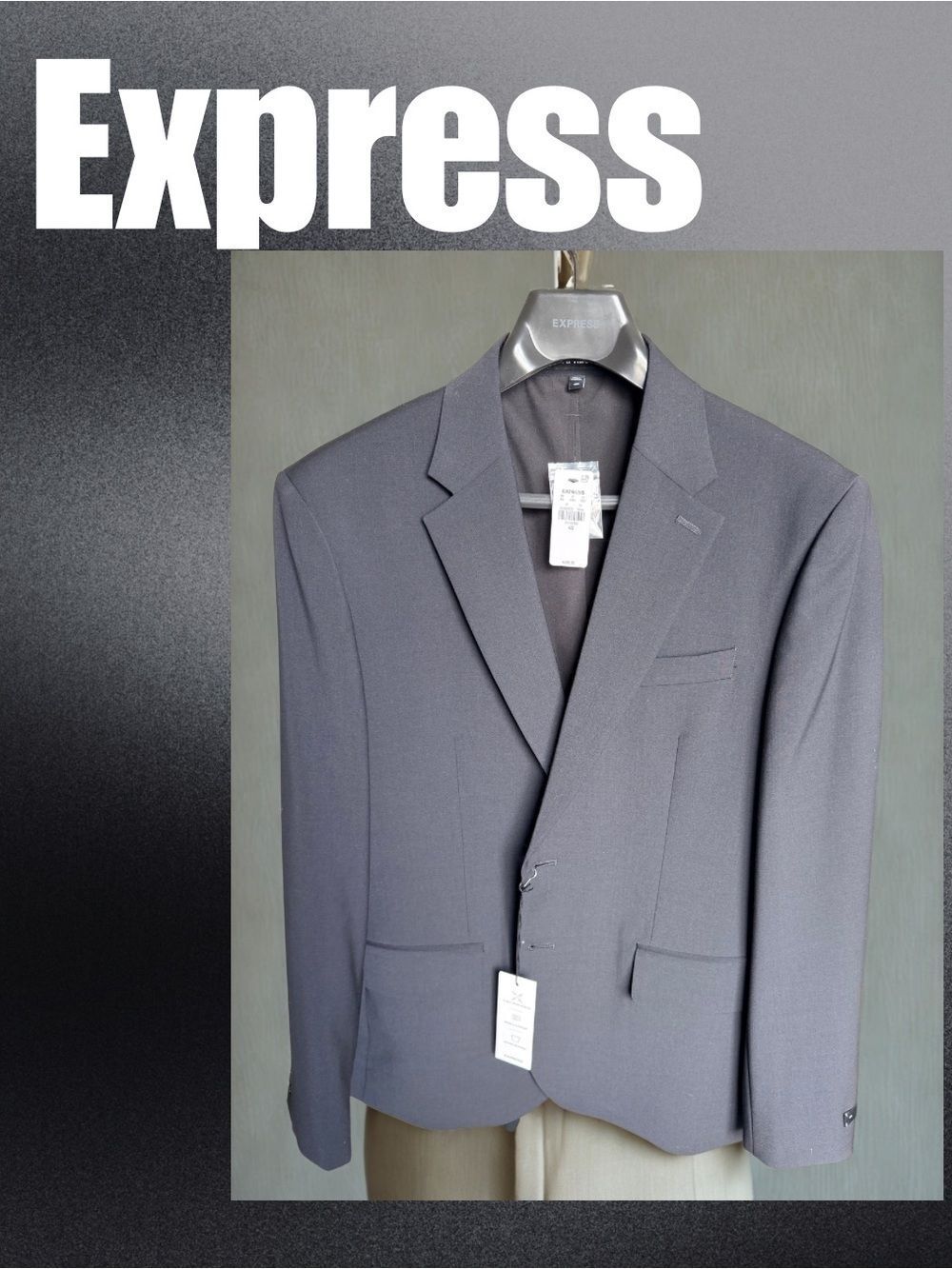Express Men's Black Blazer - Classic Single-Breasted Suit Jacket